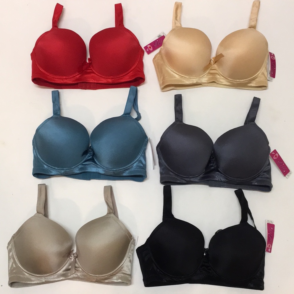 NEW With Tags Set of 6 Bra Sateen Smooth Cup Sizes D And DD